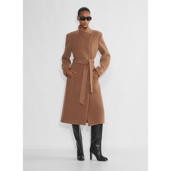Aritzia Babaton The Connor Coat Cardamom Brown Small NWT Wool/Cashmere Wrap - Picture 1 of 9